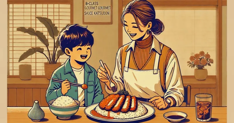 イメージ画像：B級グルメを食べる女性と子供