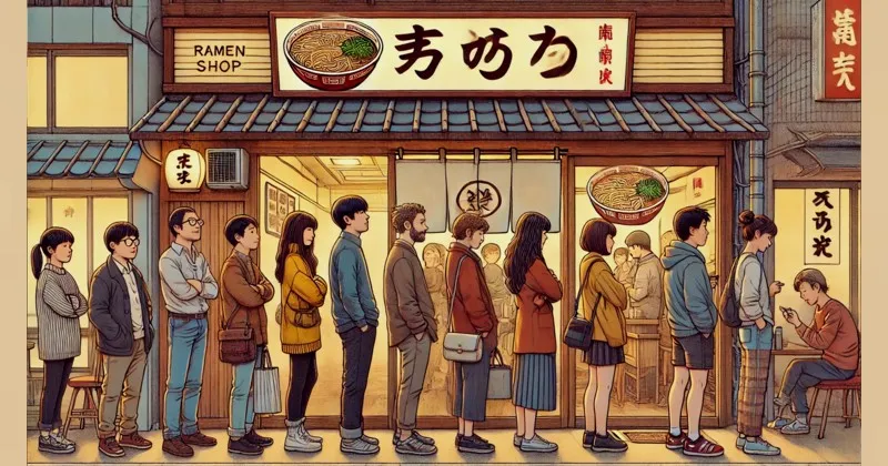 イメージ画像：ラーメンにできた行列