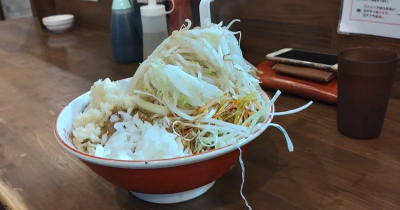 画像：境野店 汁なし300g 野菜多め 油なし ニンニク