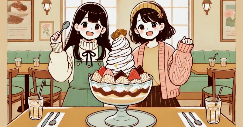 イメージ画像:デカ盛りスイーツを食べる女の子