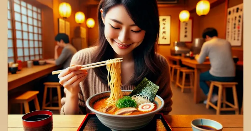 イメージ画像:ラーメンを楽しむ女性