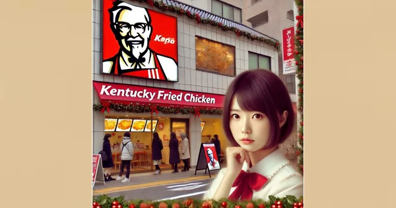 KFC_クリスマスの行列と女性