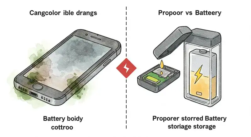 液漏れしてしまった電子機器を描いたイラスト