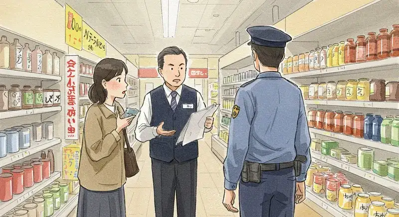 警察官が立ち会ったケースを描いたイラスト