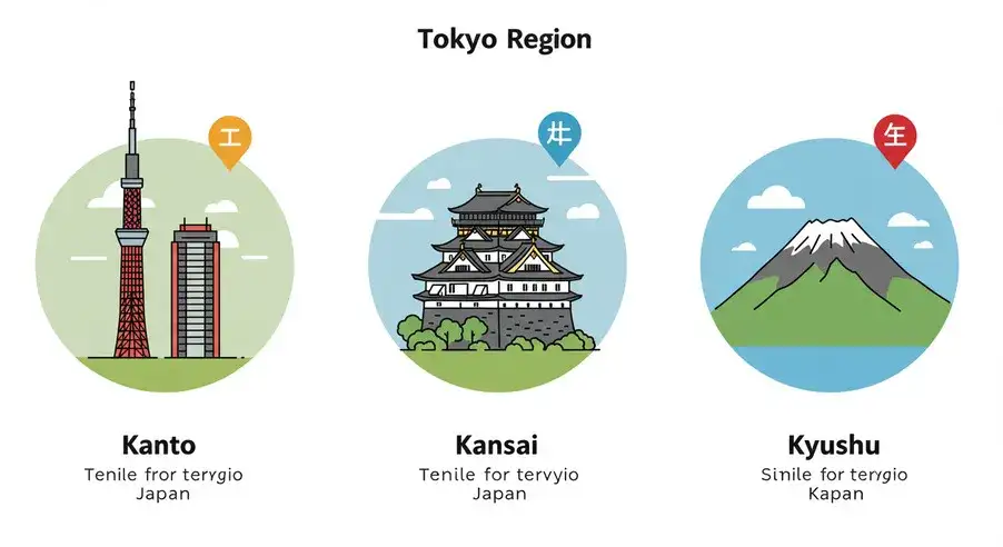 東京タワー、大阪城、阿蘇山などを描いたカラフルな地図風水彩画