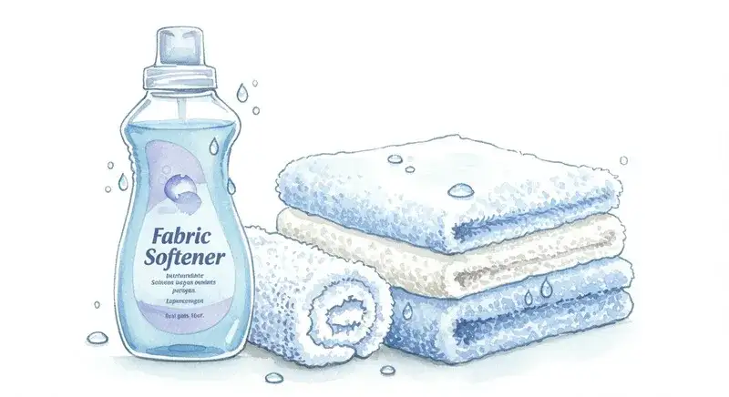 柔軟剤と洗濯タオルが描かれたイラスト