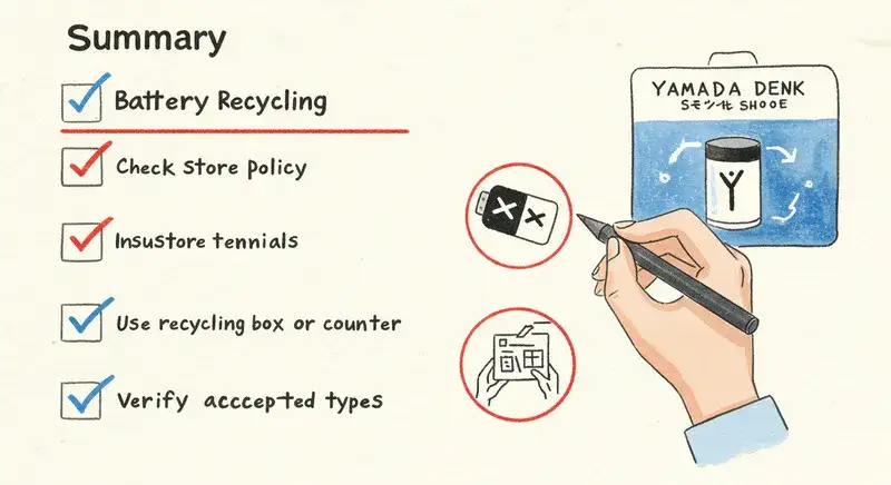 ヤマダ電機でのボタン電池リサイクルのチェックリスト