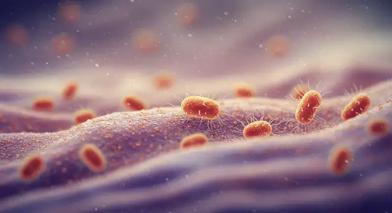 湿った洗濯物の上で雑菌が繁殖している様子を描いた水彩画イラスト