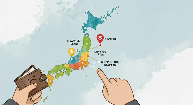 日本地図が、異なる送料を表すために様々な色で塗り分けられています