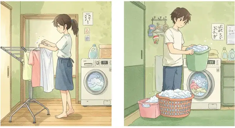 一人暮らしの男性と女性の洗濯頻度の違い