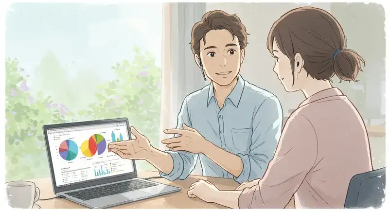 パソコンでガス料金の相談をする様子