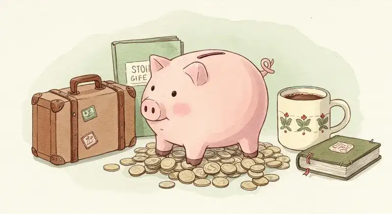 貯金箱と自由な使い道を連想させる物