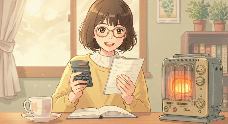 電卓を持つ女性(主婦)