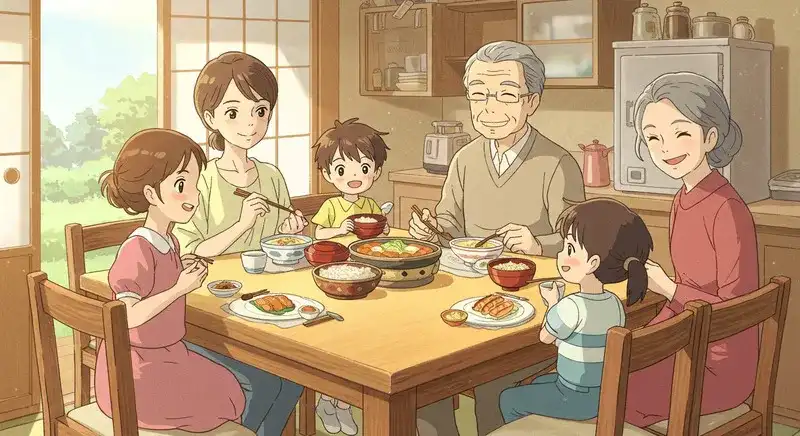 家族で食事を楽しむ様子