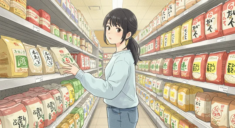 売り場で迷う女性