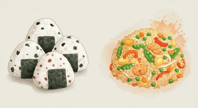チャーハンとおにぎりの比較