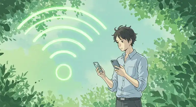 2台のスマホを手に並べて持つ人