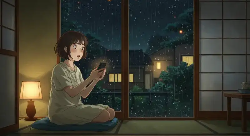スマホに来たメールを見て驚く女性