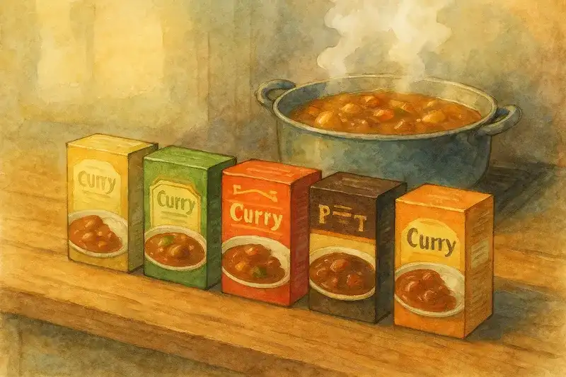 5つのカレールーとカレーなべ