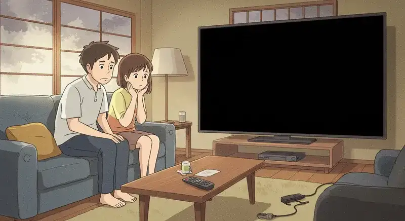 映像が映らず困る男女