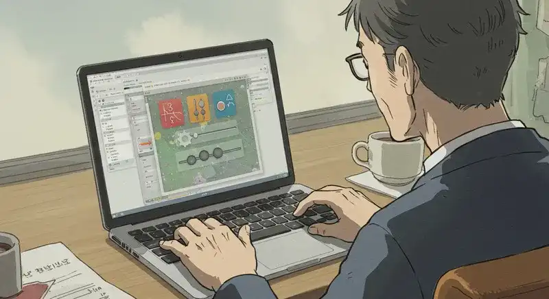 パソコンの設定を確認中