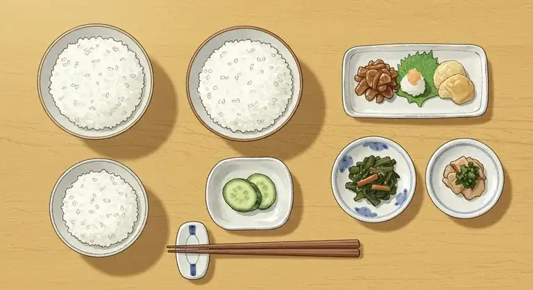 ご飯量（小・中・大）と副菜の違い