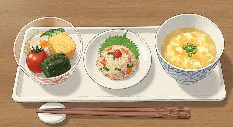 なめこを使った3種の料理プレート