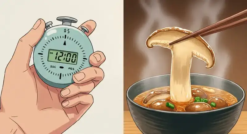 時間ではなく見た目で判断する調理中の手元