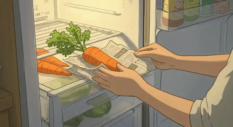 にんじんを新聞紙で包んで保存する