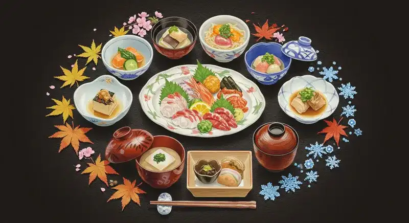 四季の風景と季節限定定食