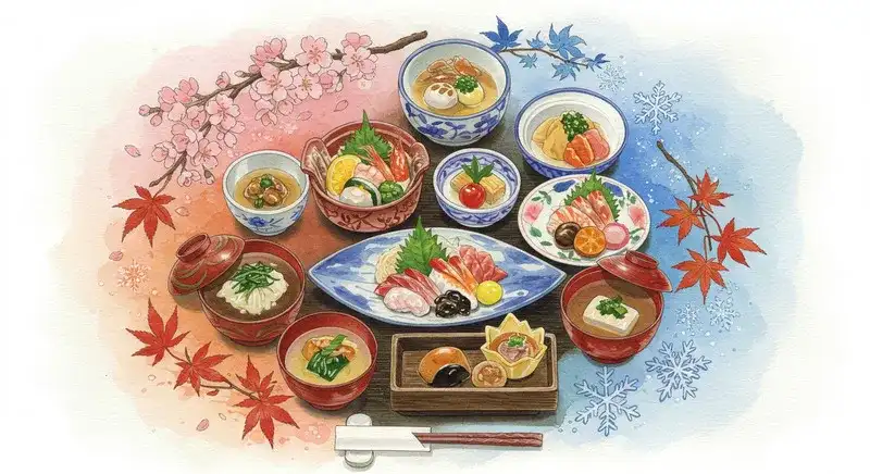 四季の風景と季節限定定食