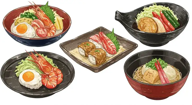 ランキング風に並ぶ定食