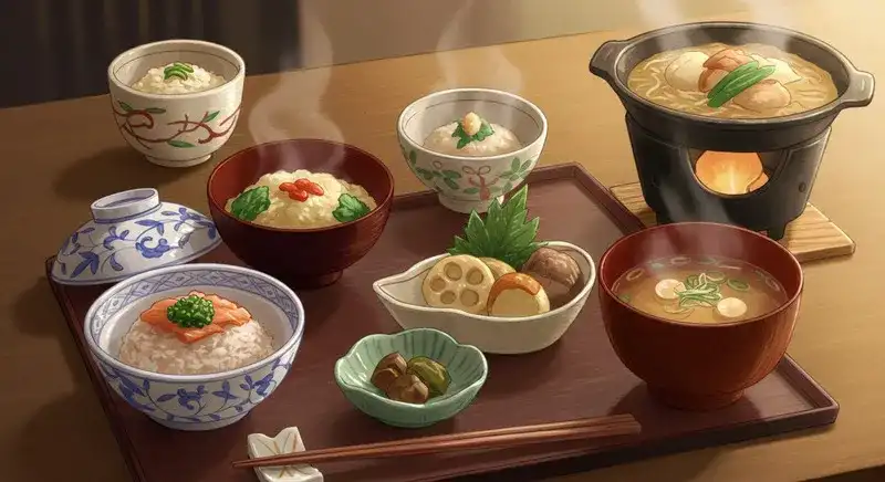 和食器に盛られた定食セット
