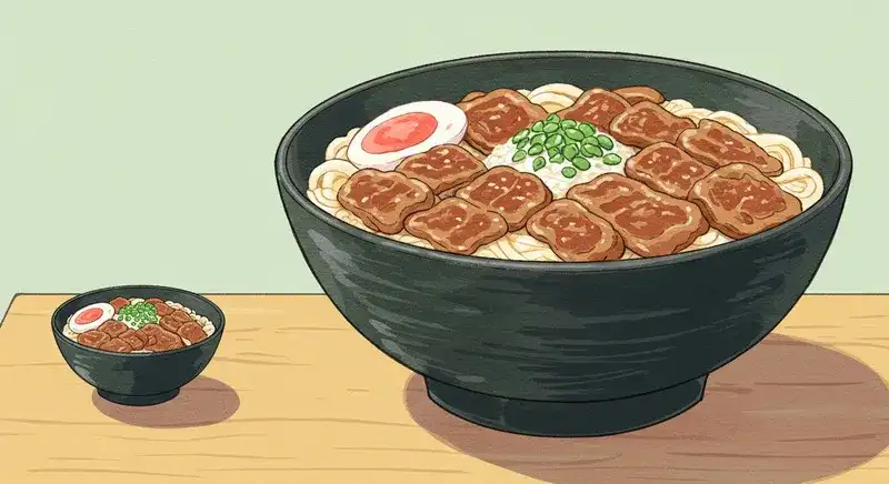 通常サイズとキング牛丼の比較イラスト