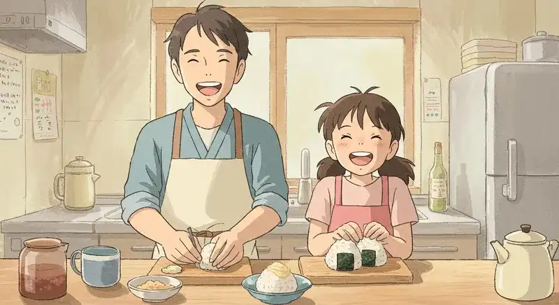 親子で料理を楽しむ様子
