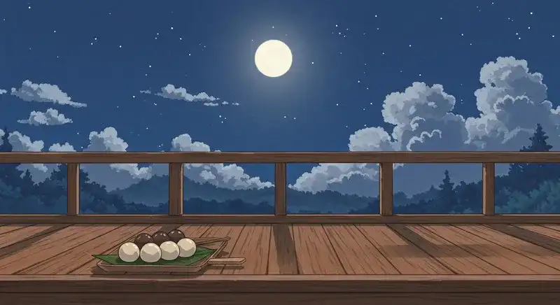 縁側に並べられた月見団子