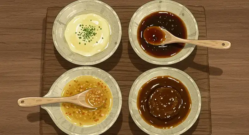 4種のタレが並ぶ小皿セット