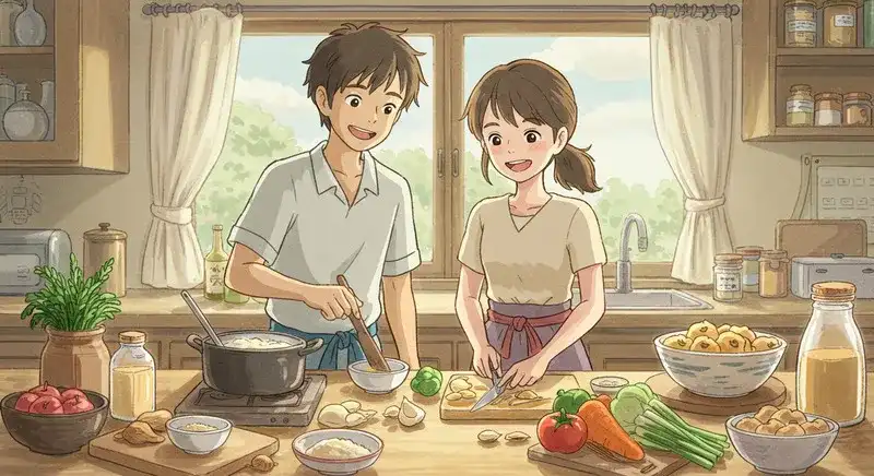 料理初心者がレシピ本を見て調理