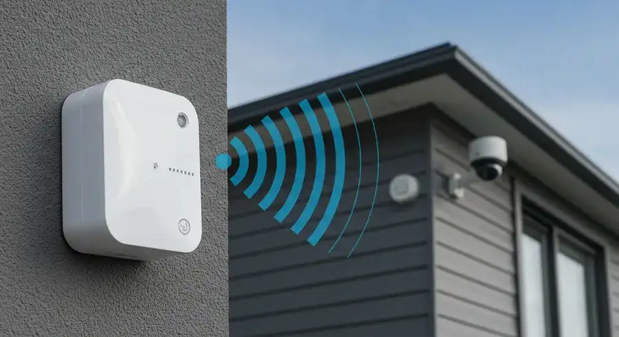 Wi-Fi中継器で電波を強化し防犯カメラに接続
