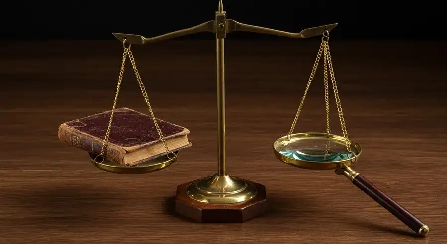 弁護士と探偵の役割を天秤で比較するイメージ