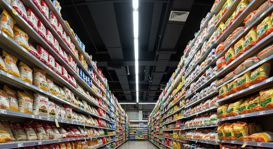 業務スーパーに並ぶ多種多様な米の品揃え