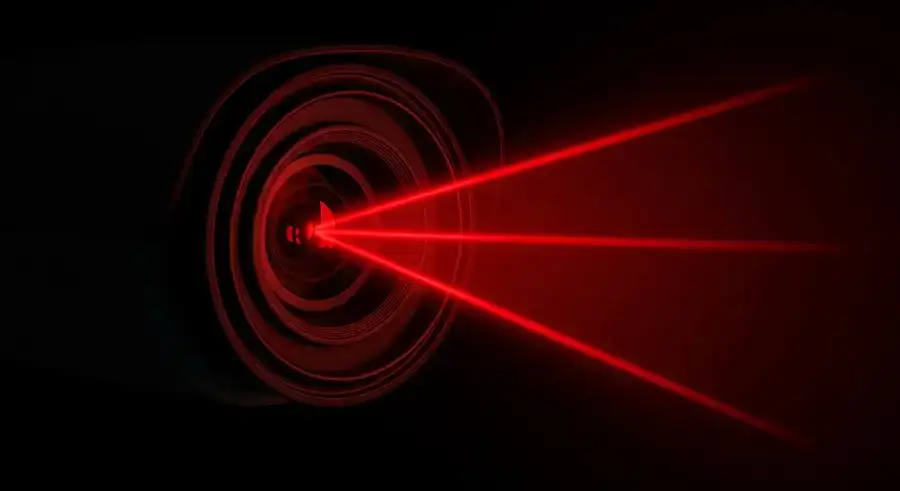) 防犯カメラの赤外線が窓ガラスに反射する様子